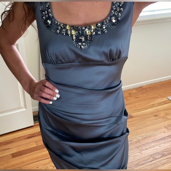 Bejeweled Grey Dress by Xscape Size 6 - Picture 3 of 5